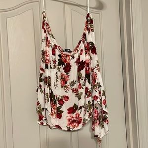 Floral off the shoulder crop top, size large